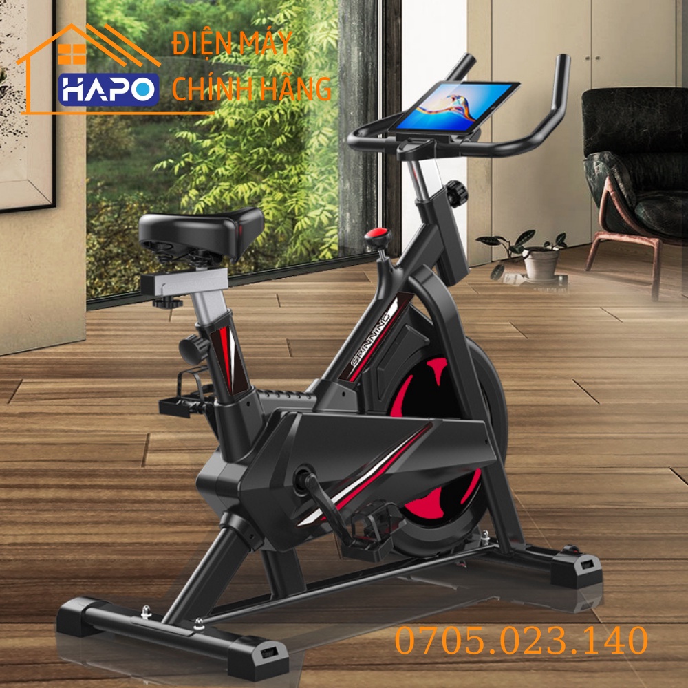 Xe đạp tập thể dục tại nhà Spinning có ốp bọc bánh đà bảo vệ an toàn không gây ồn, Xe đạp thể thao có đồng hồ hiển thị