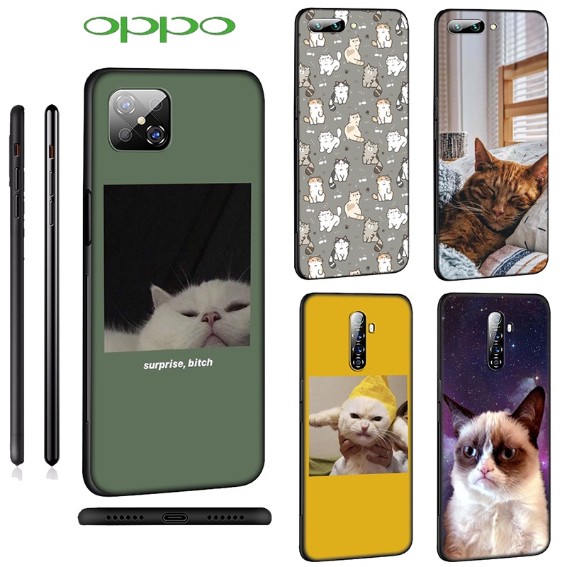 Ốp điện thoại silicone hình mèo đáng yêu cho OPPO A15 A15s A5 A9 A8 A31 A32 A53 A73 2020 F5 F7 F9 Pro A7X LU152