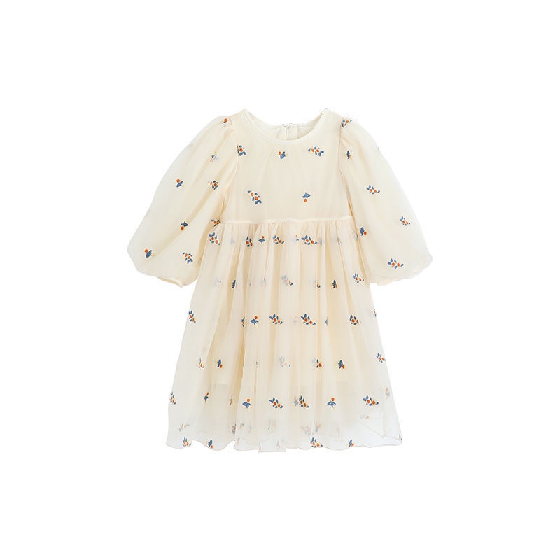 Đầm Công Chúa Tay Dài Cổ Tròn In Họa Tiết Hoa Mùa Hè Hàn Quốc Cho Bé Gái Se7en