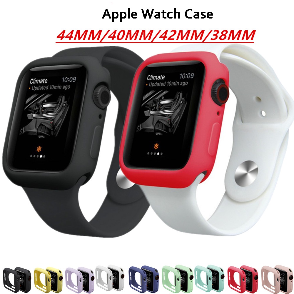 Ốp bảo vệ đồng hồ silicon nhiều màu sắc thích hợp cho Apple Watch Series Se 6 5 4 3 2 1 38mm 42mm 40mm 44mm