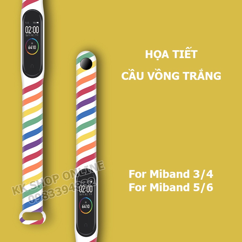 Dây đeo miband họa tiết màu xoắn cho Xiaomi Miband 3 4 5 6