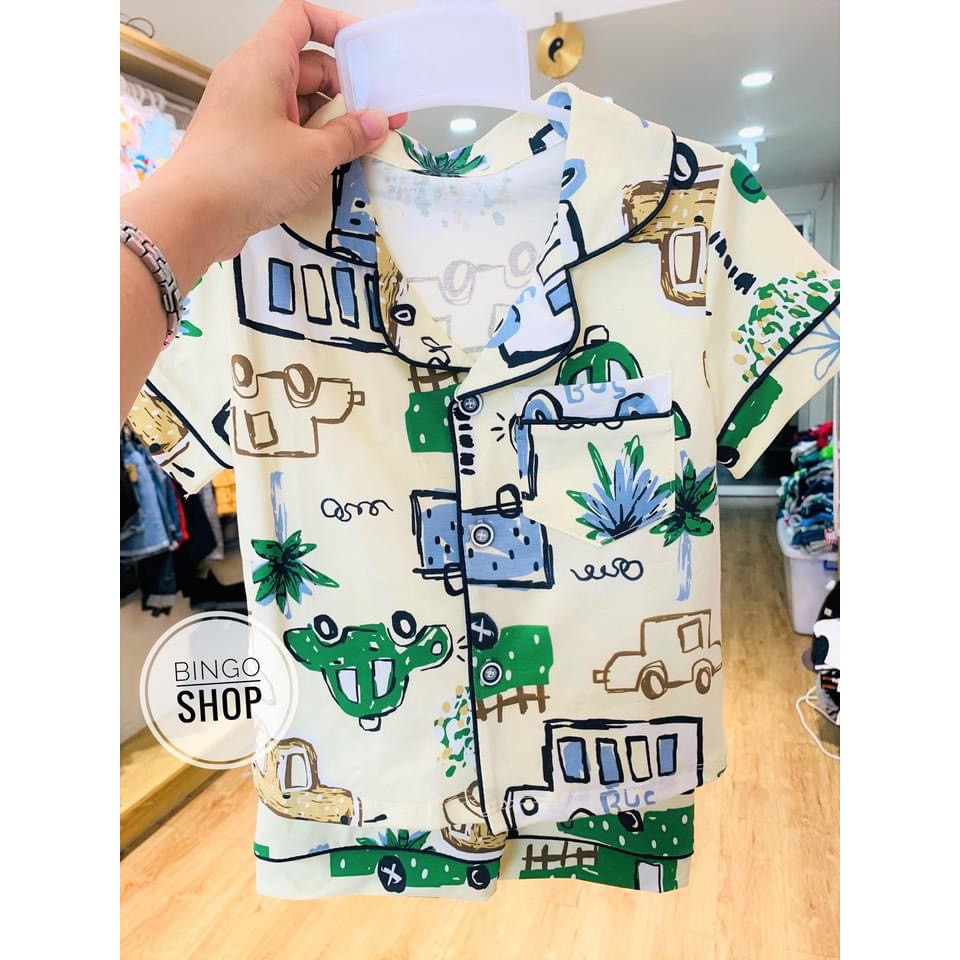 Bộ cộc tay Pijama QiQi hàng Quảng Châu cho bé trai và gái mặc size 90-130