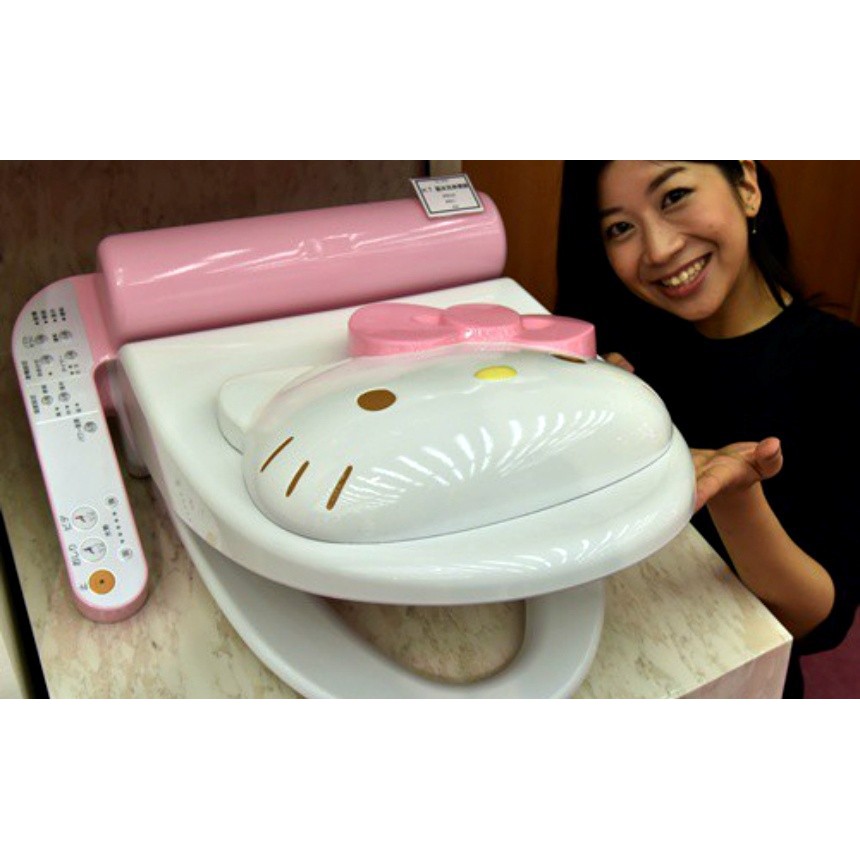 Nắp bệ xí tự động, Made in Japan, hàng Nhật nội địa, hình Hello Kitty DIBT-700KTS