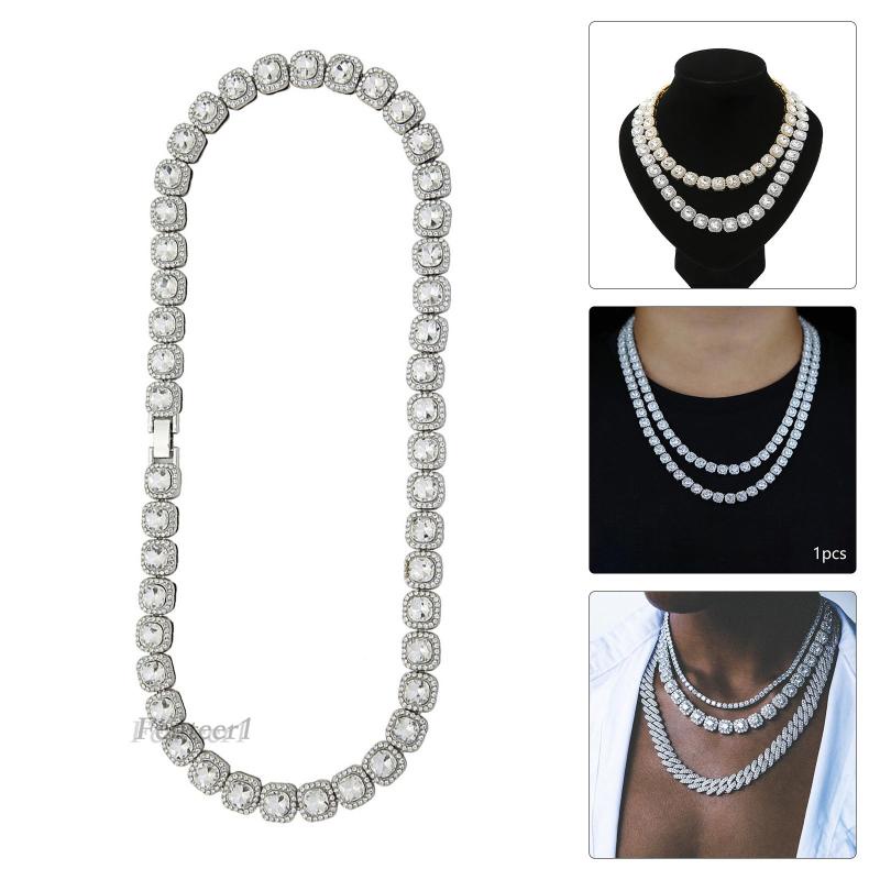 Vòng cổ Mặt Vuông Đính Đá Lấp Lánh Fenteer1