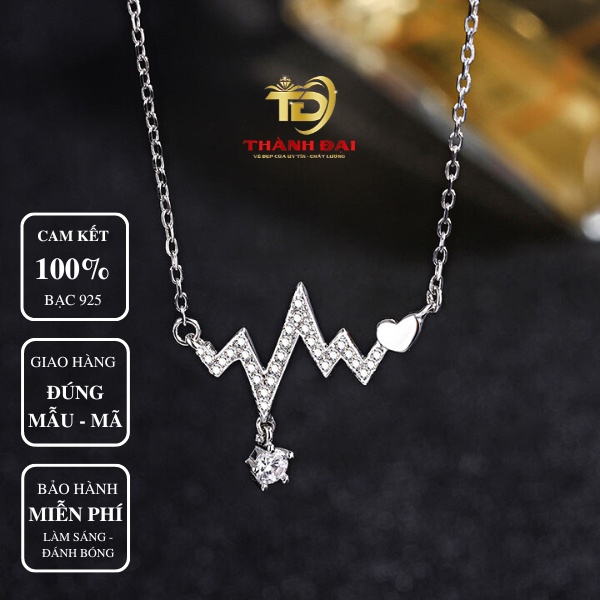 Dây chuyền bạc nữ cao cấp , Vòng cổ bạc nữ thật nhịp tim dễ thương và năng động | Bạc Thành Đại