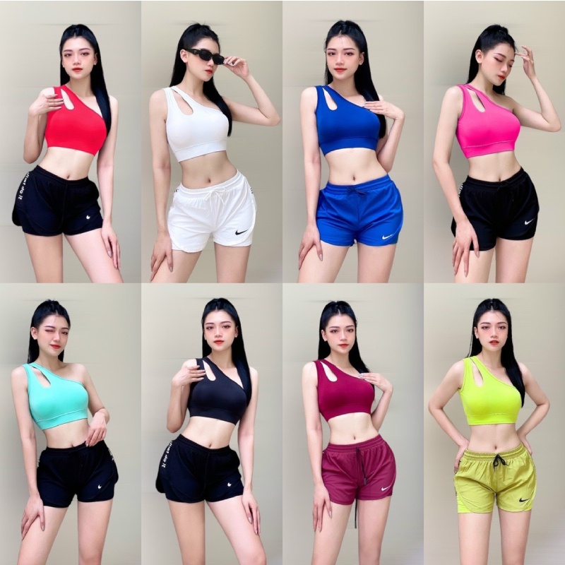 Áo bra tập gym-yoga-aerobic lệch vai siêu hót