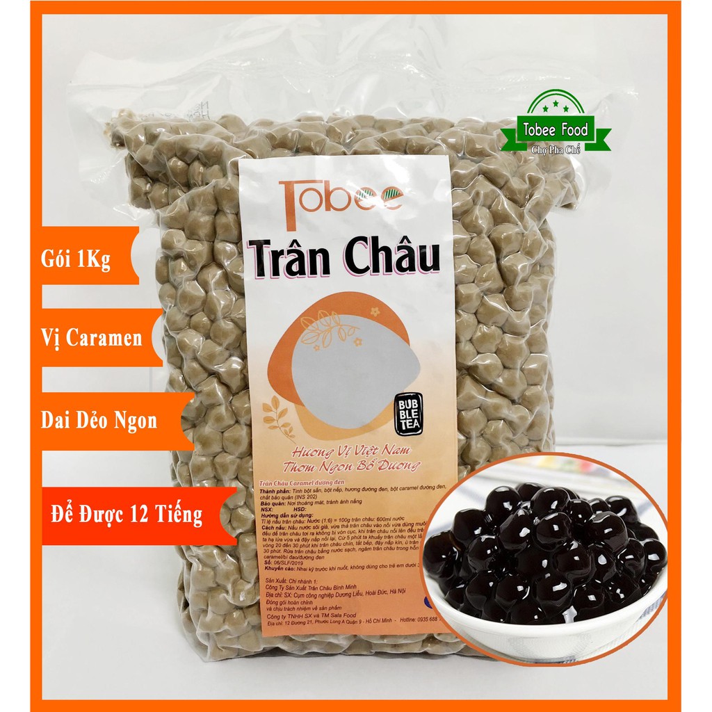 Trân Châu Caramel Đường Đen Tobee 1Kg - Để được 12 tiếng - Nấu Trà Sữa Sữa Tươi Trân Châu Đường Đen