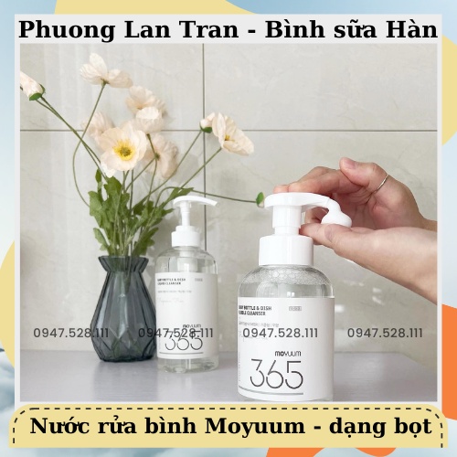 Nước rửa bình Moyuum 365 dạng bọt 500ml, dạng Gel 600ml