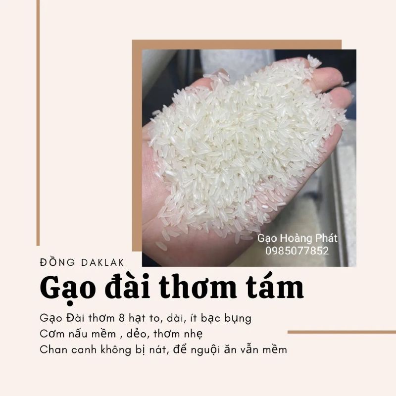 Gạo Đài Thơm 8 - Dẻo mềm,thơm cơm (Bao 10kg).