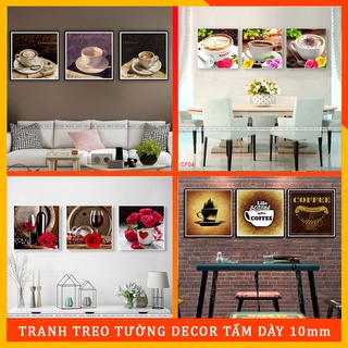 Tranh dán tường trang trí quán cafe chất liệu gỗ nhựa cao cấp, kèm băng dính xốp