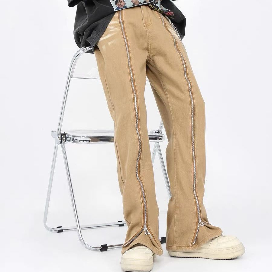 Quần Jean Dài Phối Khóa Kéo Phong Cách Hip Hop Đường Phố Cá Tính Cho Nam