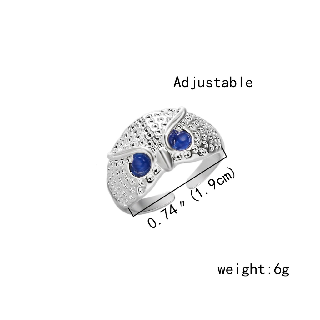 Nhẫn RINHOO FRIENDSHIP hình cú mèo mắt đính đá xanh phong cách hip hop cá tính cho nam và nữ