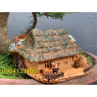 Chậu trồng cây nhà rơm cô tấm tiểu cảnh gốm sứ Bát Tràng