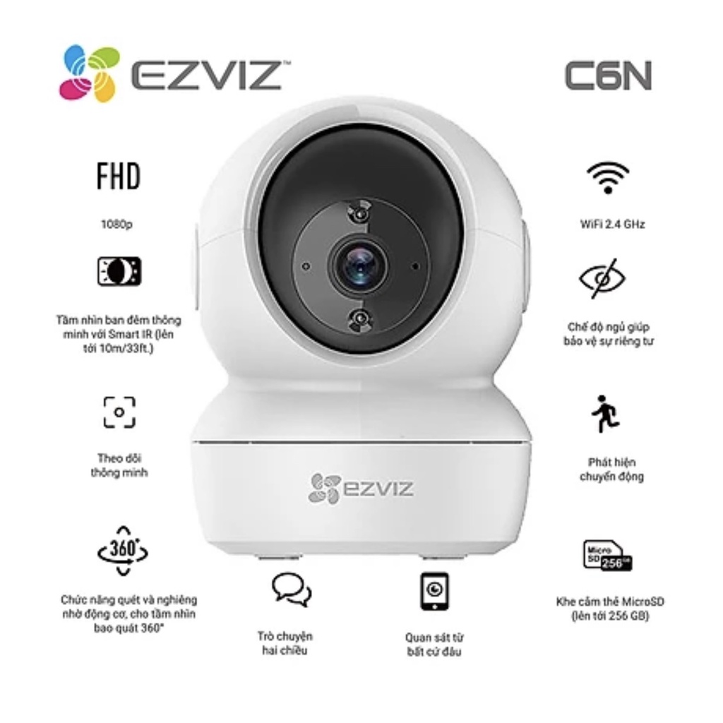 Camera không dây Wifi Ezviz C6N 2MP 1080P-Hàng chính hãng