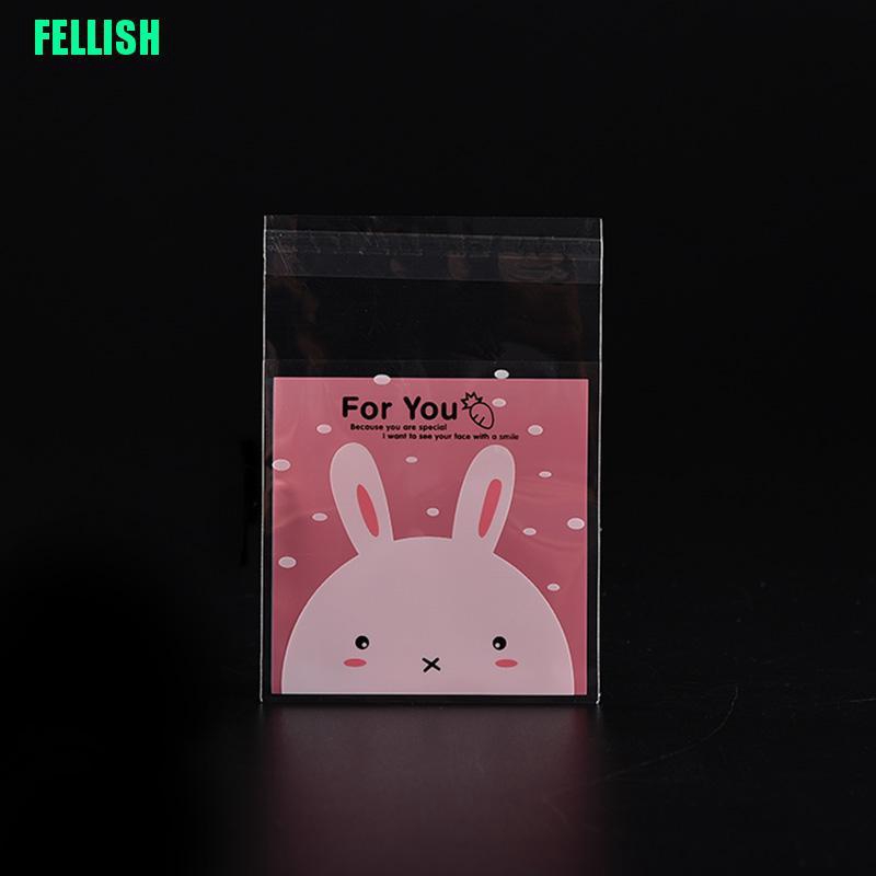 Set 100 Túi Nhựa Đựng Bánh Kẹo In Hình Thỏ Dễ Thương