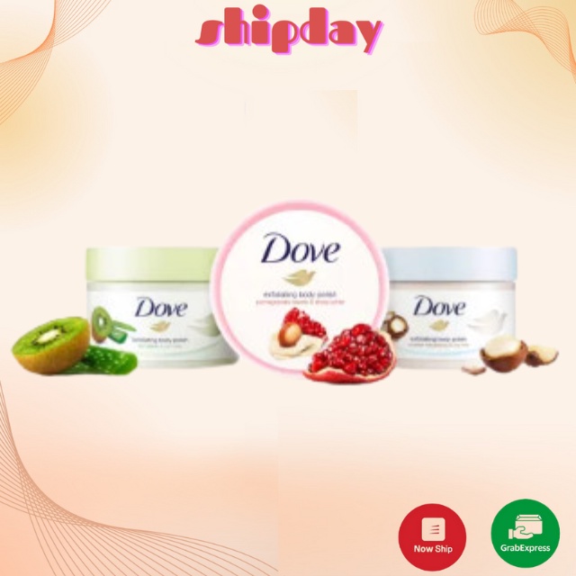 Kem Tẩy Tế Bào Chết ,Tẩy Da Chết Dove Lựu Đỏ Và Macadamia Bản Đức 225ml