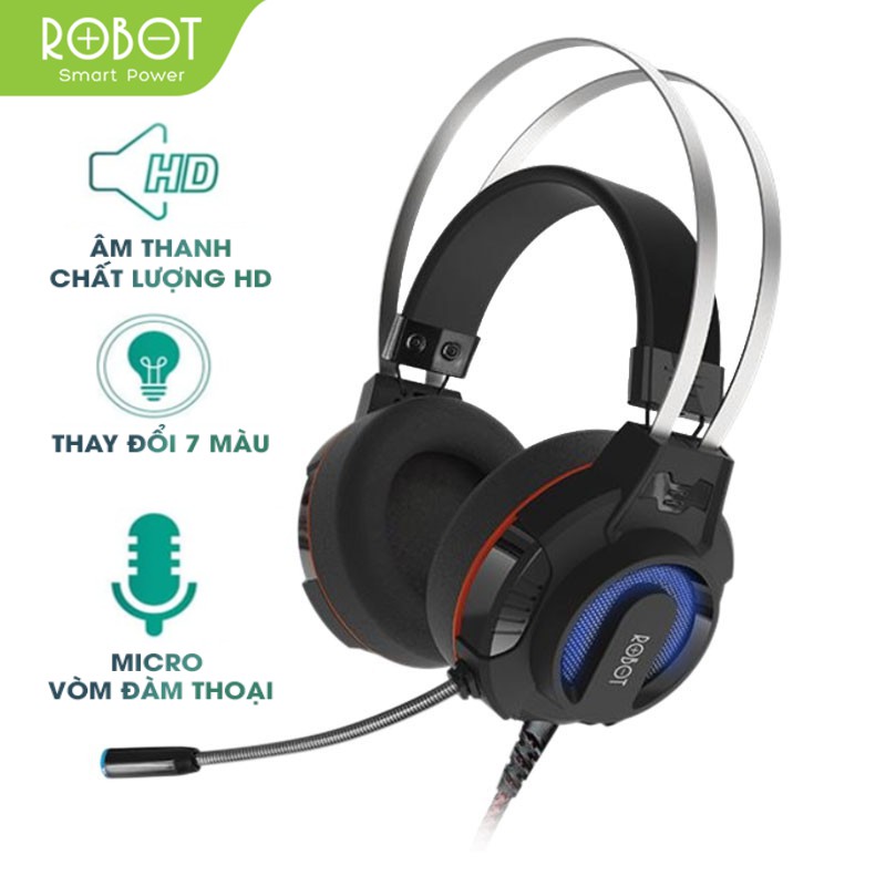 Tai Nghe Chụp Tai Gaming ROBOT RH-G20 - Hiệu ứng LED Kiểu Dáng Thể Thao - Âm Thanh Rõ Nét