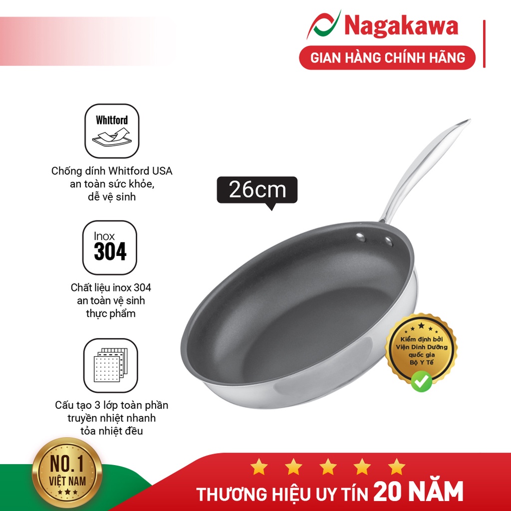 Chảo inox chống dính Nagakawa Haru NAG2602