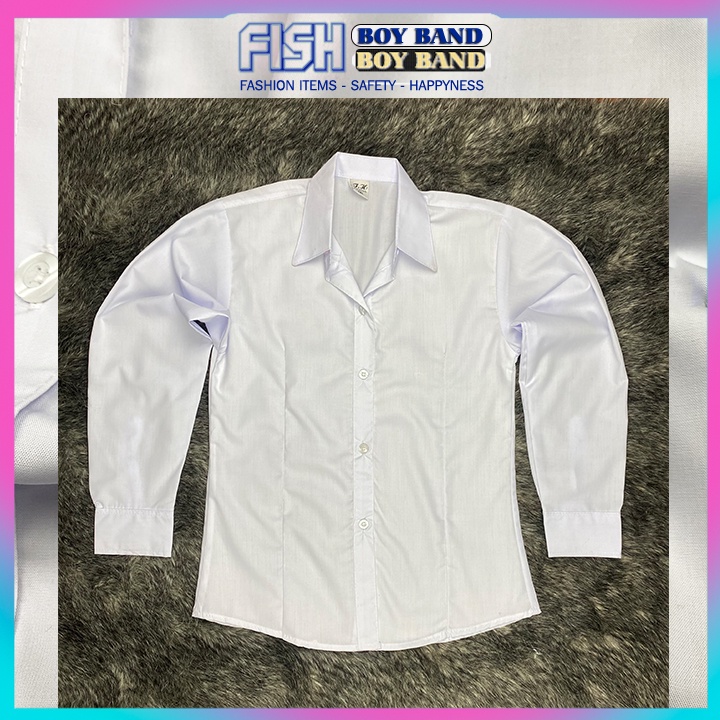 Áo học sinh nữ trắng tay NGẮN DÀI cấp 1 2 và 3 hàng tiêu chuẩn vải kate tốt vạc bầu FF95F