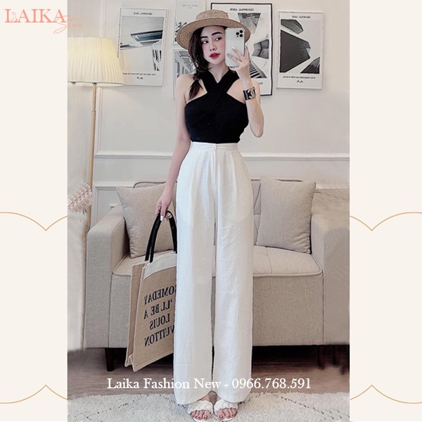 Quần đũi trắng nữ ống rộng dài 100cm khóa thật cạp chun lưng thun - Quần ống rộng vải đũi dáng suông dài đi biển ở nhà