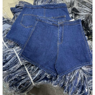 quần short jean trơn co giãn Trơn