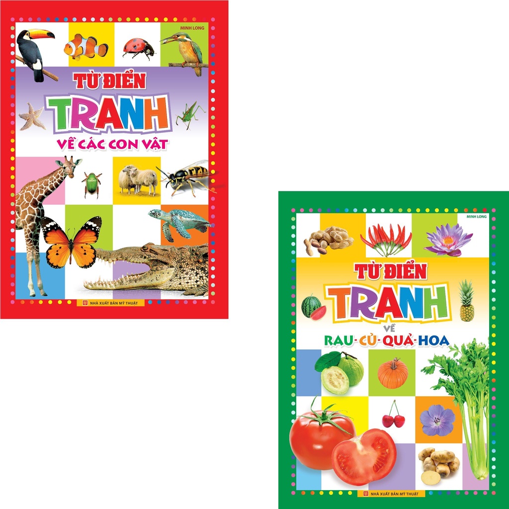 Sách - Combo Từ điển tranh về Các con vật + Rau củ quả hoa ( Bìa Cứng )
