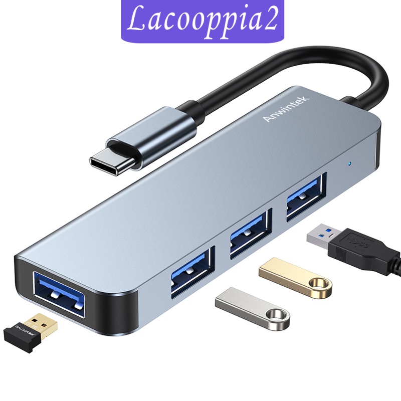 [LACOOPPIA2] USB C Hub 4 Port USB 3.0 USB 2.0 Adapter for Most of Type-C Devices Silver