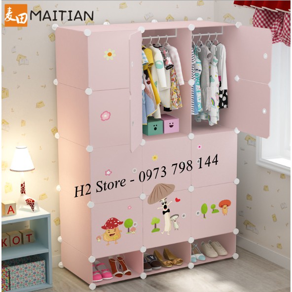 XƯỞNG TỦ NHỰA LẮP GHÉP 12 Ô + 3 GIÀY CỬA NẤM ĐỂ QUẦN ÁO ĐA NĂNG THÔNG MINH