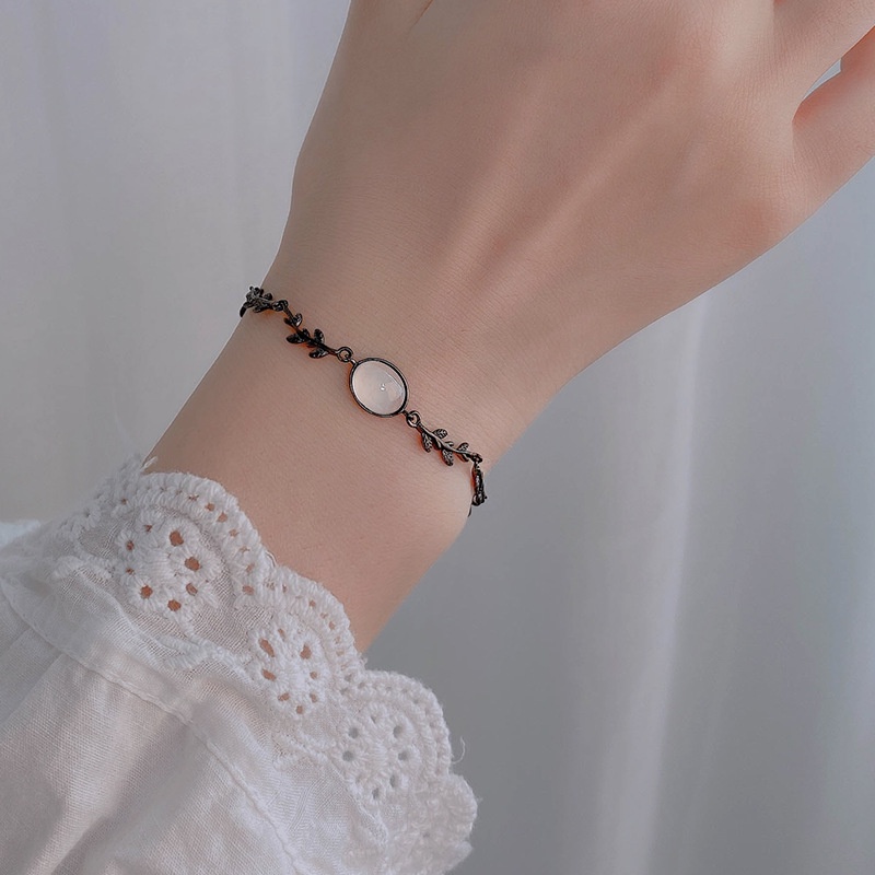 [Hàng Mới Về] Vòng Tay Nữ Trang Trí Hạt Mã Não Trắng Kiểu Dáng Đơn Giản