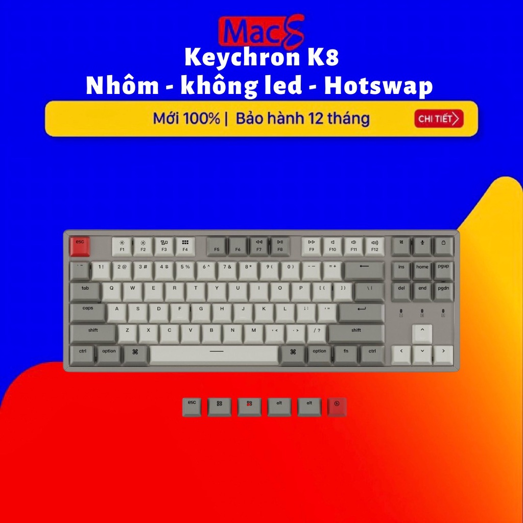 Keychron K8 - Bàn phím cơ Keychron K8 - bản nhôm - không led - Hotswap - Keychron Switch