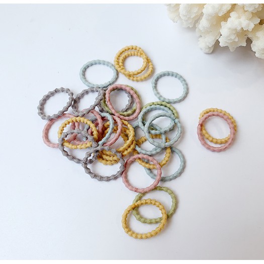 Túi 100 dây thun Chun buộc tóc cho bé gái, chun, màu sắc sặc sỡ loại trơn