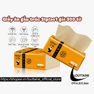 Giấy ăn gấu trúc Sipiao - khăn giấy ăn Sipao 1 gói 300 tờ