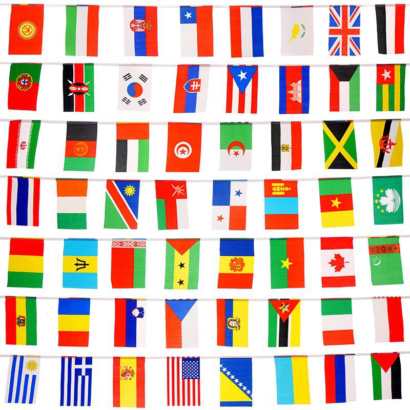Cờ Dây Các Nước Trên Thế Giới ( 1 dây 100 lá cờ)