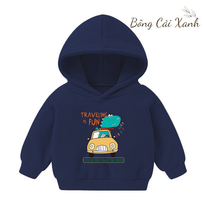 Áo hoodie bo gấu hình dễ thương cho bé trai, bé gái màu xanh đen