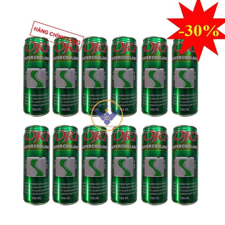 COMBO 12 lon nước làm mát xe ô tô, xe máy màu xanh OKI Super Coolant 500ml