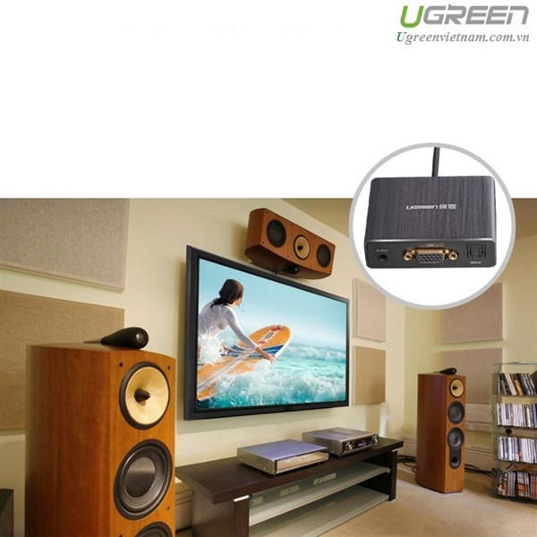 Cáp chuyển đổi HDMI to VGA + Audio và 1 cổng quang SPDIF chính hãng Ugreen 40282 cao cấp