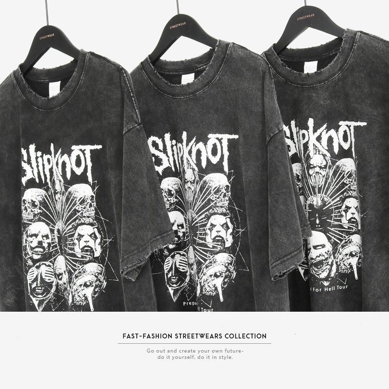 Áo phông nam form rộng Local brand thun Unisex loang màu Wash xám Vintage đẹp Slipknot RevoltClothes T8854