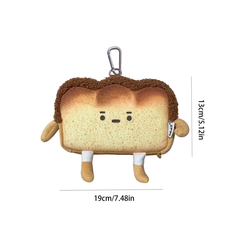 Ví Đựng Tiền Xu Mini Hình Bánh Mì Nhồi Bông Dễ Thương Cho Bé Gái