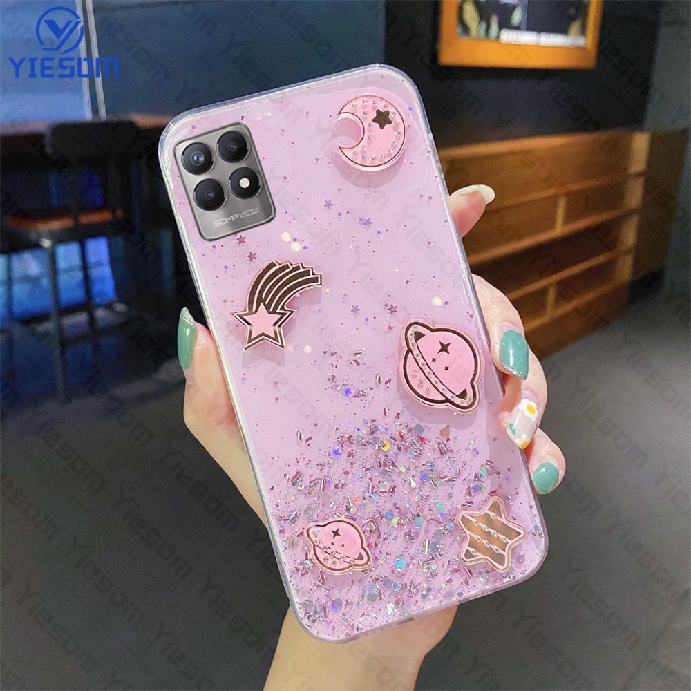 Ốp Điện Thoại Silicon Dẻo Trong Suốt Họa Tiết Hành Tinh Lấp Lánh Sang Trọng Cho Realme 8i 9i 7i 5i 9 Pro+ 8 7 5 Pro C3