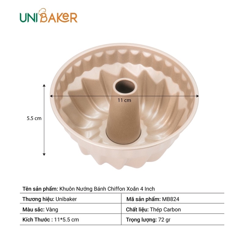 Khuôn nướng bánh chiffon xoắn Unibaker / Khuôn lõi giữa