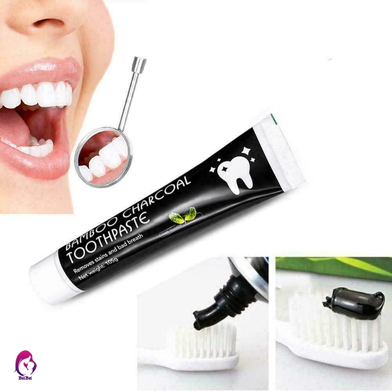 【Hàng mới về】 Bamboo Charcoal Toothpaste Teeth Whitening Black Removes Stains Tooth Care