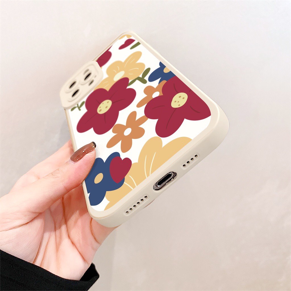 Ốp lưng Iphone Hoa Đỏ cạnh vuông các dòng 7/7plus/8/8plus/x/xr/xs/11/12/13/pro/max/plus/promax [Tomax Case]