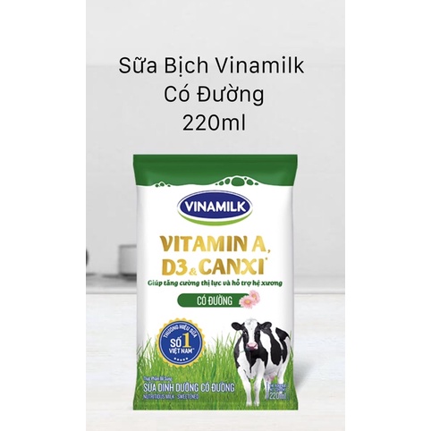 Sữa tươi bịch dinh dưỡng Vinamilk 220ml