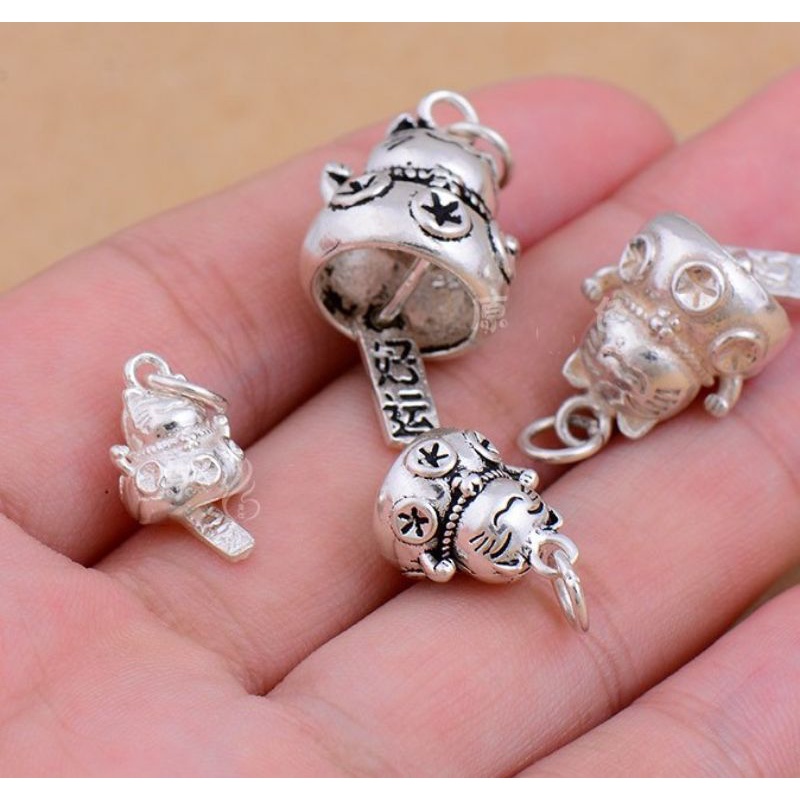 Charm mèo thần tài bạc 925 vĩnh viễn bảo hành đánh sáng bạc Thuylamshop
