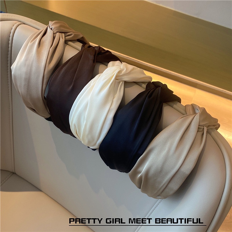 Băng Đô Cài Tóc Bản Rộng Màu Trơn Phong Cách Mới Mùa Hè 2022