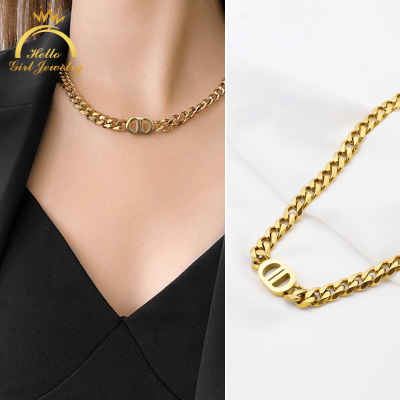 Vòng Tay Vòng cổ Mặt Chữ D Đôi Phong Cách Hip Hop Mới 2020