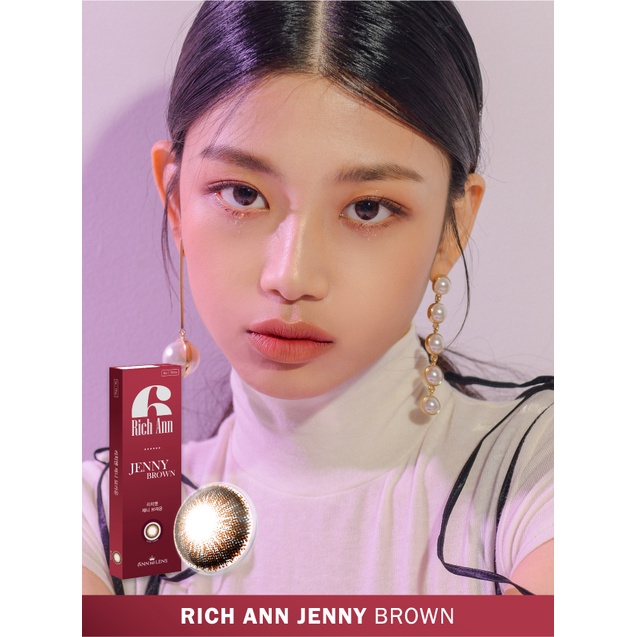 (𝟭 𝗰𝗮̣̆𝗽) Lens Hỗ Trợ Lệch Độ 1 Ngày Màu Nâu Cánh Ve Jenny Brown ANN365 Lens Nâu Tự Nhiên