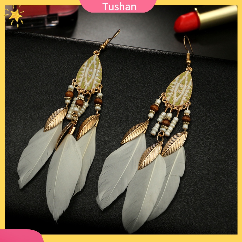 Khuyên tai lông vũ phong cách cổ điển thanh lịch dành cho nữ