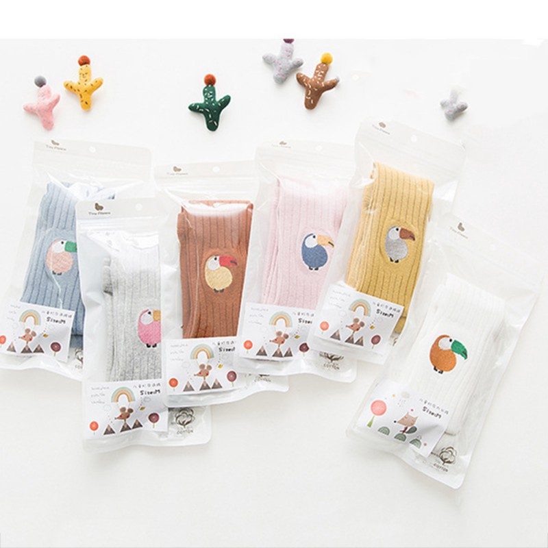 Quần Tất Cotton Giữ Ấm Chống Trượt Hoạ Tiết Thêu Cho Bé Gái