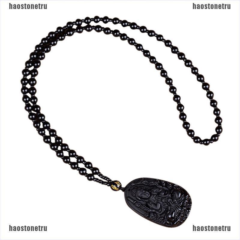 Mặt Dây Chuyền Đá Obsidian Hình Bàn Tay Phật May Mắn